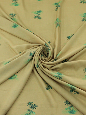 Tecido Viscose Mini Palmeiras Fundo Bege