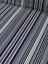 Tecido Viscose Listrado Azul Marinho e Creme
