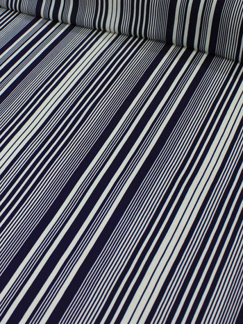 Tecido Viscose Listrado Azul Marinho e Creme