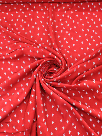 Tecido Viscose Micro Cacto Vermelho e Branco