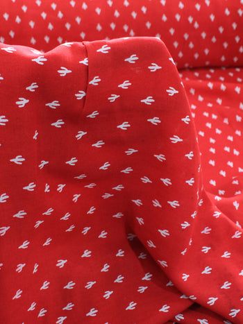 Tecido Viscose Micro Cacto Vermelho e Branco