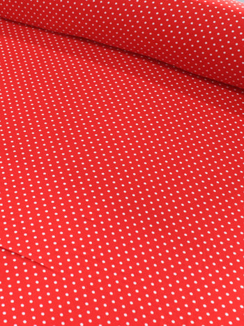 Tecido Viscose Micro Poá Vermelho e Branco