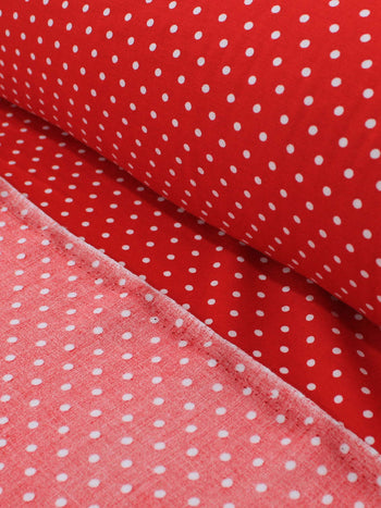 Tecido Viscose Micro Poá Vermelho e Branco