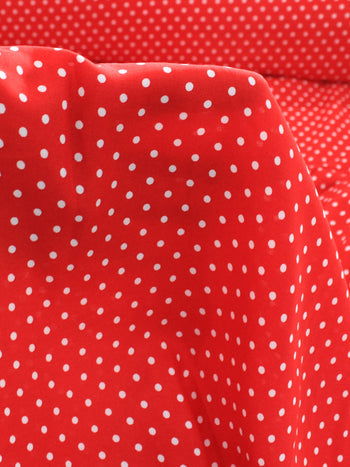 Tecido Viscose Micro Poá Vermelho e Branco