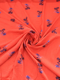 Tecido Viscose Mini Palmeiras Laranja e Azul