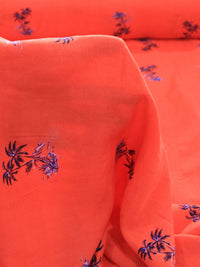 Tecido Viscose Mini Palmeiras Laranja e Azul