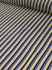 Tecido Viscose Listrado Bege Azul e Preto