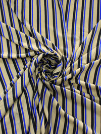 Tecido Viscose Listrado Bege Azul e Preto