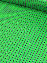 Tecido Viscose Listrado Verde Preto e Branco