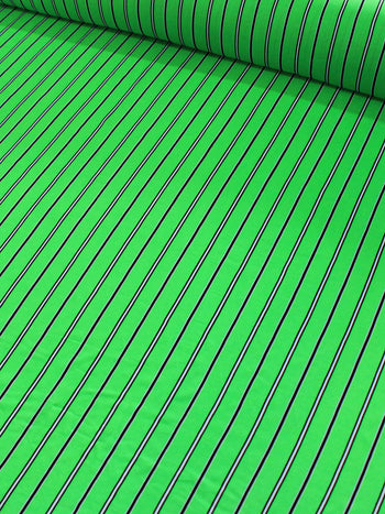 Tecido Viscose Listrado Verde Preto e Branco