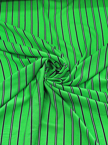 Tecido Viscose Listrado Verde Preto e Branco