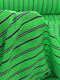 Tecido Viscose Listrado Verde Preto e Branco
