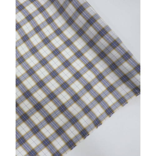 Tecido Tactel Italiano Quadriculado Duplo Amarelo Azul e Offwhite