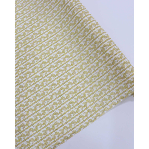 Tecido Cambraia de Linho Micro Ramos em Listra Amarelo e Branco