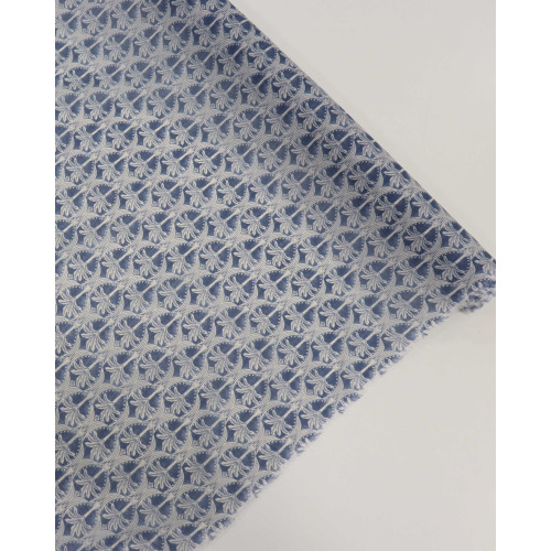 Tecido Cambraia de Algodão Italiano Macro Coqueiros Azul