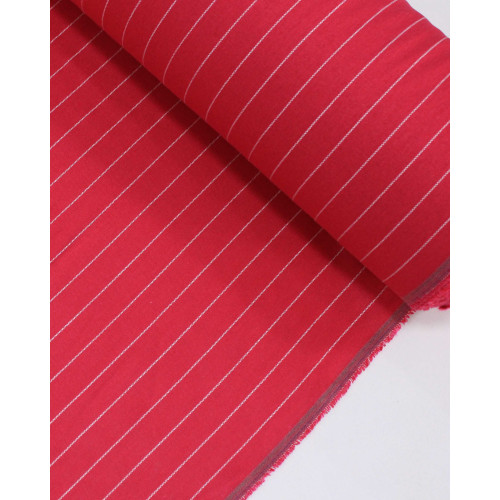 Tecido Linho Misto Rústico com Elastano Risca de Giz Magenta