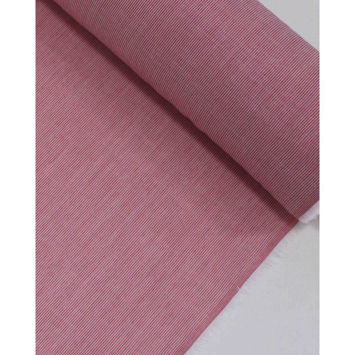 Tecido Cambraia Mista de Algodão Flamê Risca de Giz Vermelho