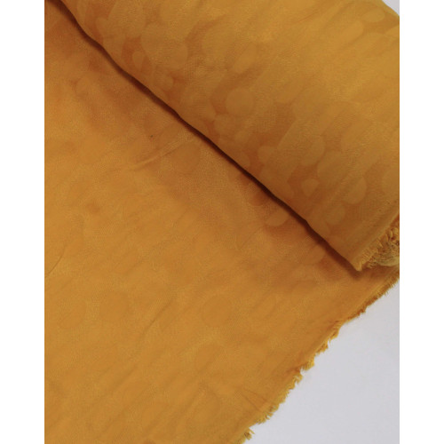 Tecido Viscose Texturizada Listras e Poá Brocado Amarelo Queimado
