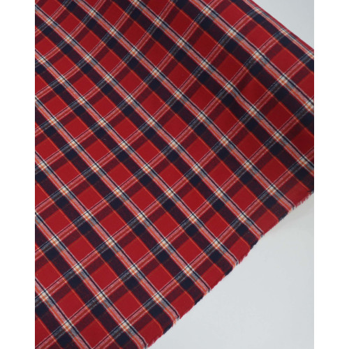 Tecido Flanela Mista Xadrez Duplo Laranja, Branco e Azul Marinho