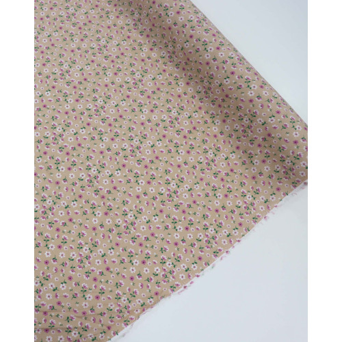 Tecido Viscose Micro Floral Lilás, Verde e Nude