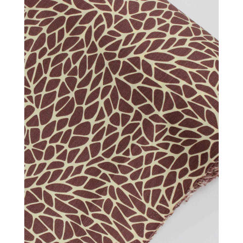 Tecido Viscose Texturizada Fragmentos Castanho e Creme