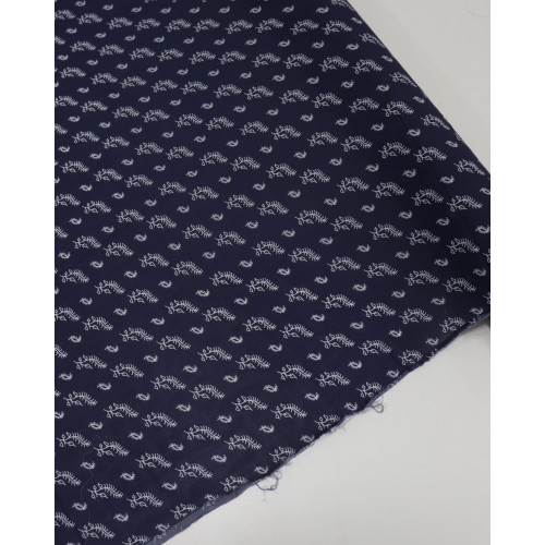 Tecido Viscose Fina Micro Ramos Branco e Azul Marinho