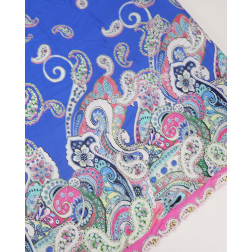 Tecido Viscose Cashmere Barrado Colorido e Azul