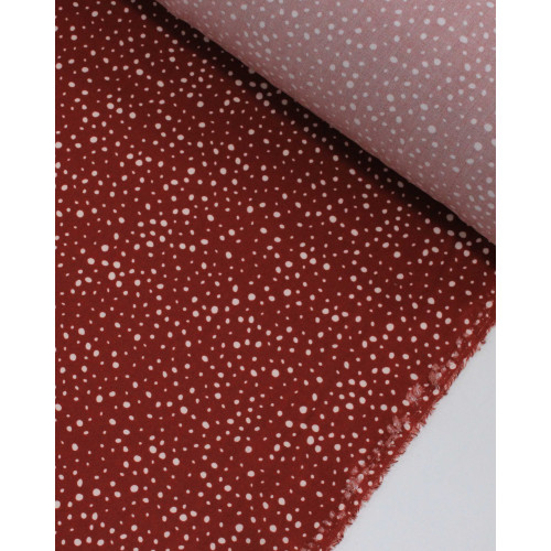 Tecido Viscose Premium Micro Pingos Irregulares Branco e Vermelho