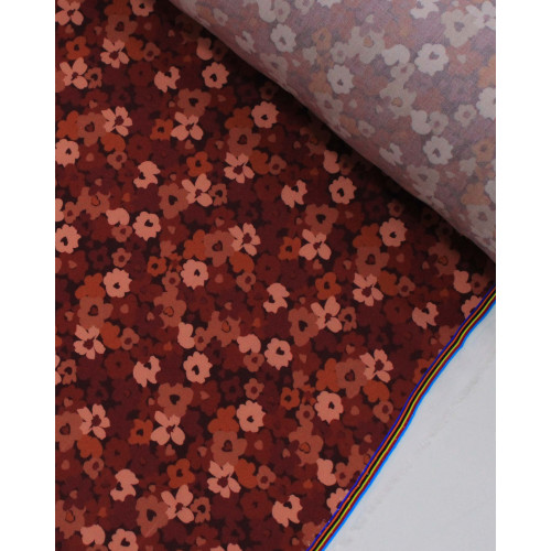 Tecido Viscose Premium Campo Floral Abstrato Tons Terrosos