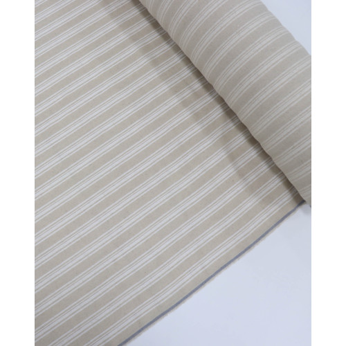 Tecido Linho Misto Maquinetado Multi Listras Offwhite e Cru