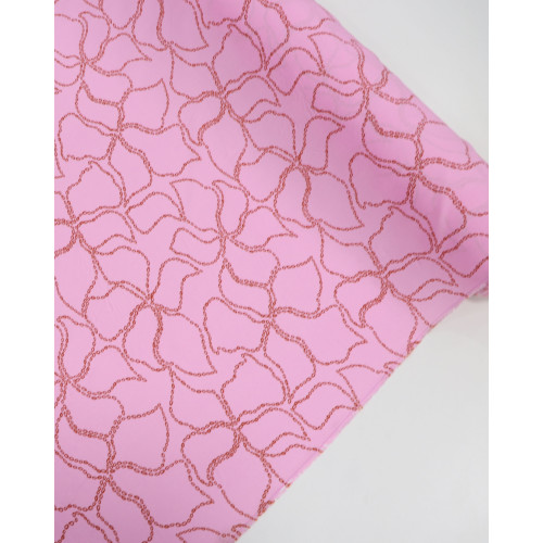 Tecido Viscose Tapete Floral Abstrato Vermelho e Rosa