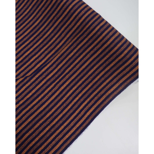 Tecido Viscose Texturizada Listras Estampadas Laranja e Azul Marinho