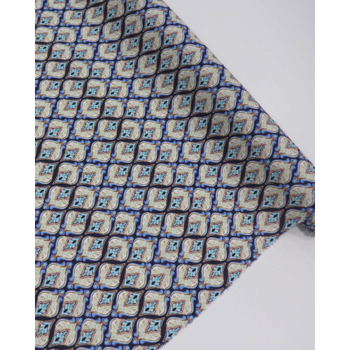 Tecido Viscose Italiano Estampa Desenho Indiano Tons de Azul
