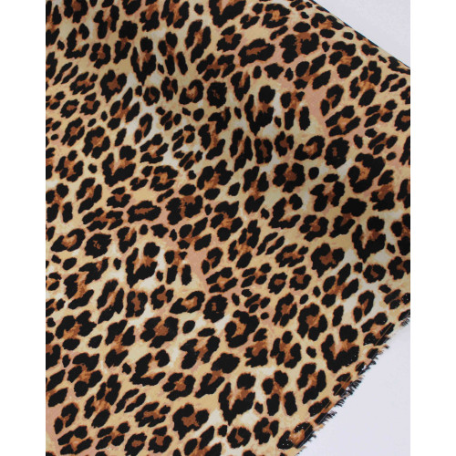 Tecido Viscose Texturizada Animal Print Print Preto e Tons de Bege