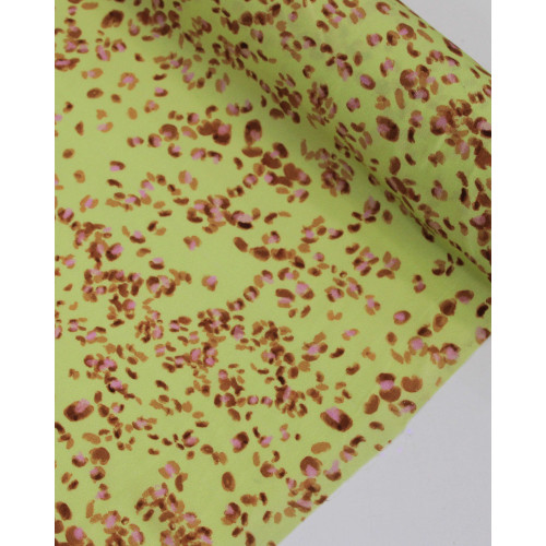 Tecido Viscose Premium Pétalas Abstratas Rosa, Argila e Pistache