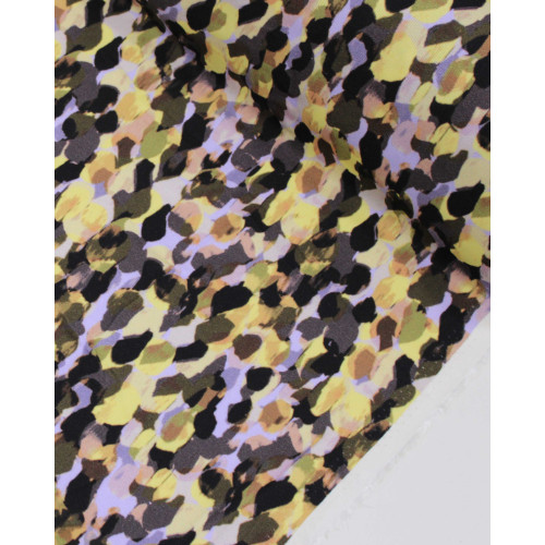Tecido Viscose Mista Premium Pingos Abstratos Sobrepostos Colorido