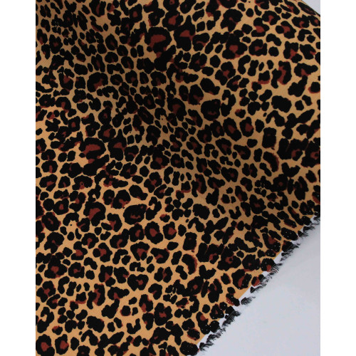 Tecido Viscose Texturizada Animal Print Preto, Terracota e Argila