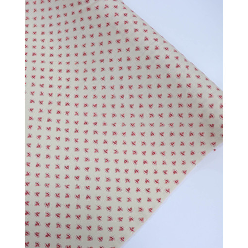 Tecido Viscose Texturizada Estampa Vintage Vermelho e Creme