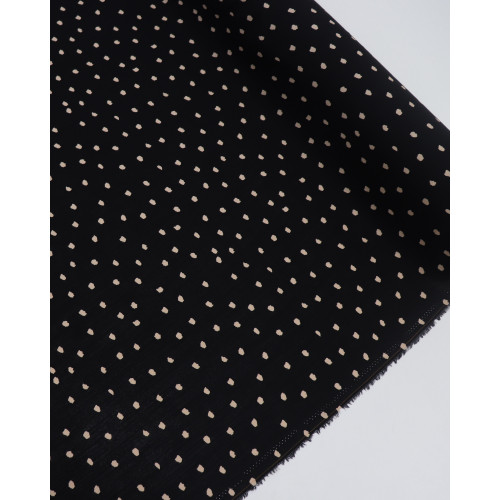 Tecido Viscose Texturizada Pingos Irregulares Bege e Preto (3.4m)