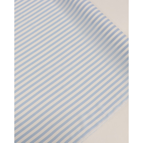 Tecido Crepe de Viscose Italiano Listrado Branco e Azul Claro