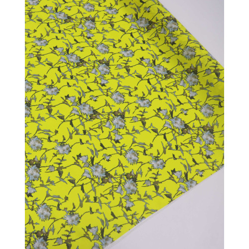 Tecido Crepe de Viscose Italiano Ramos Abstratos Amarelo