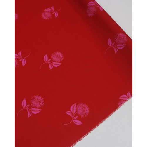Tecido Crepe Silk Italiano Flor Rosa e Vermelho