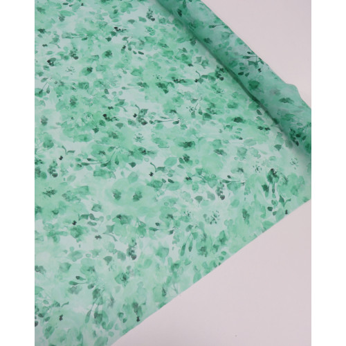 Tecido Crepe Chiffon Italiano Estampa Abstrata Tons de Verde