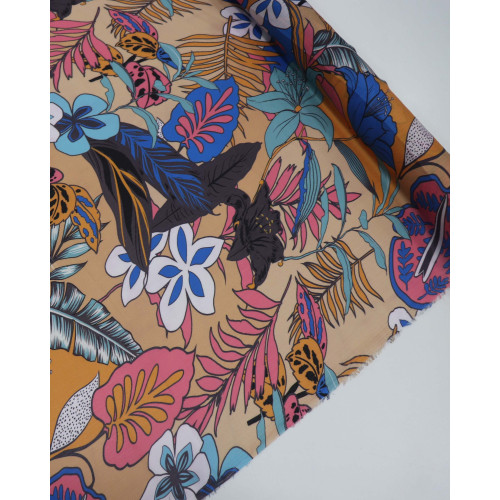 Tecido Crepe Chiffon Italiano Texturizado Estampa Floral Colorida