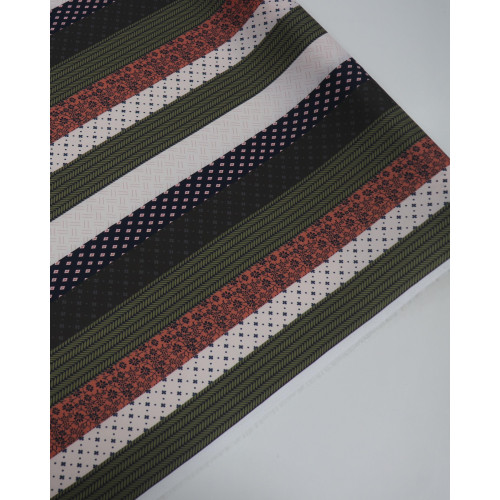 Tecido Crepe Salinas Italiano Listras Multi Estampadas