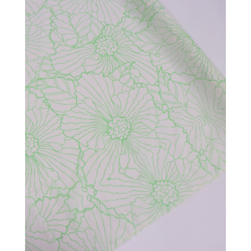 Tecido Viscose Fina Italiano Macro Rascunho Floral Verde e Branco