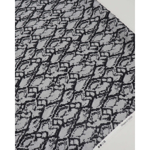 Tecido Viscose Acetinada Italiano Estampa Abstrata Cinza e Preto