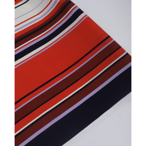 Tecido Crepe de Viscose Italiano Listras Tons Terrosos
