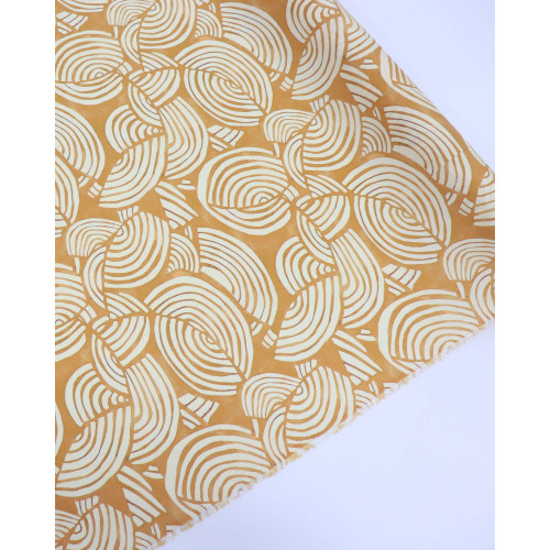 Tecido Viscose Italiano Estampa Étnica Tons de Amarelo