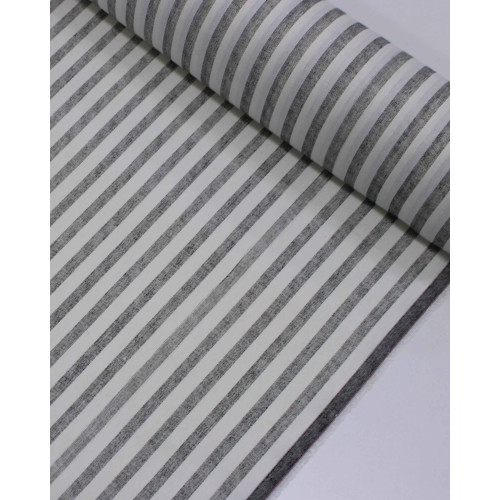 Tecido Linho Misto Listrado Preto e Offwhite